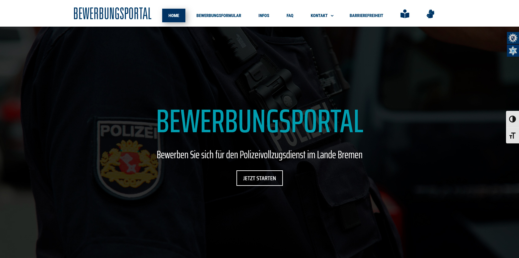 Screenshot der Startseite
