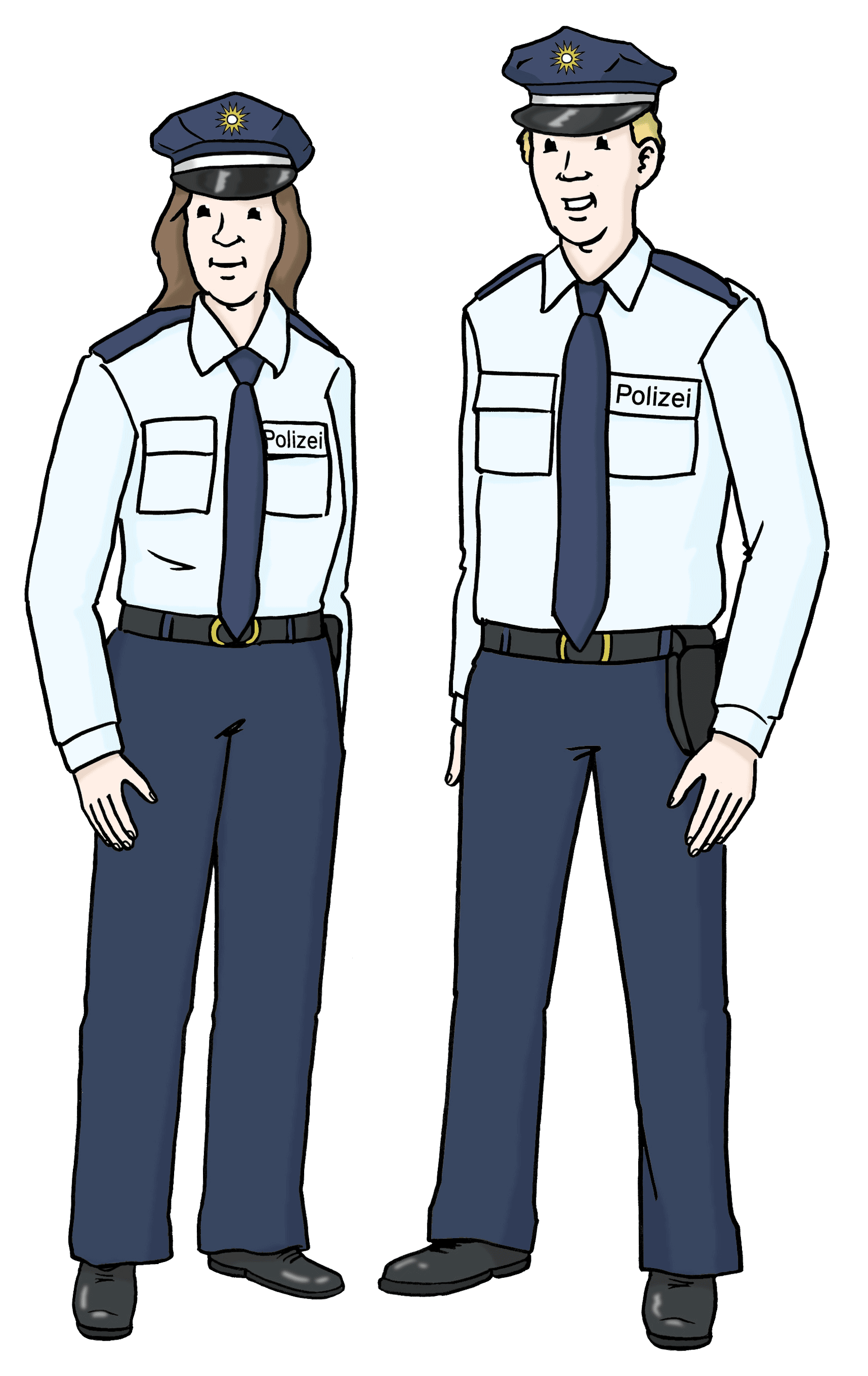 Eine Polizistin und ein Polizist stehen nebeneinander
